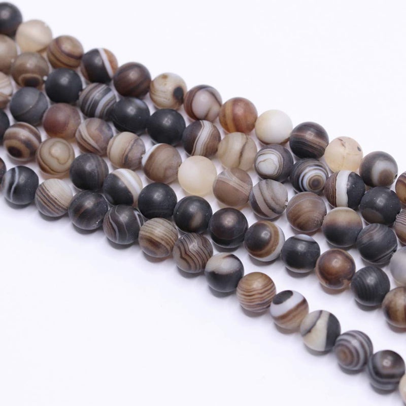 PLTbeads Natural Gemstone Loose Beads Smooth Round Approxi 15 inch DIY Bracelet Necklace for Jewelry Making (8mm, Matte Brown Stripe Agate) - Image 5